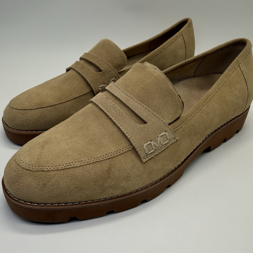 Vionic Suede Penny Loafers in Tan